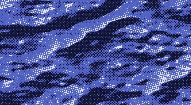 Folded horizontal strata, printed as an indigo halftone