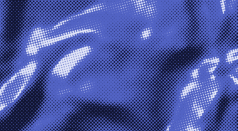 Soft billowing clouds, printed as an indigo halftone