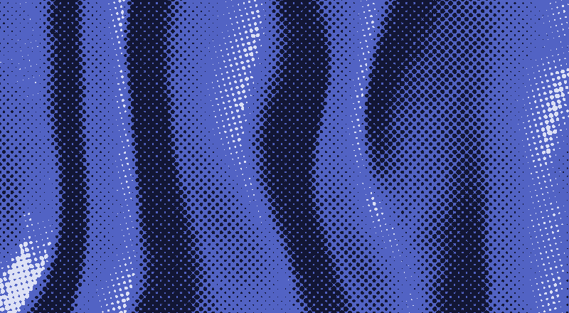 Soft vertical folds of cloth, printed as an indigo halftone